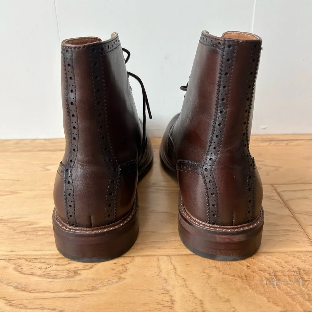 Steve Madden 9.5 D Harith Lace Up Boot Coffee Brown Leather